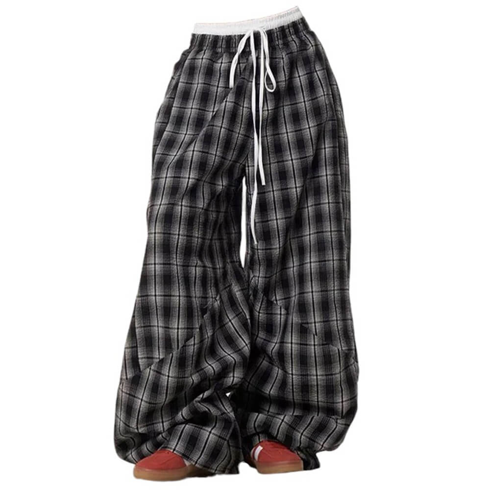 skater girl plaid wide leg pants boogzel clothing
