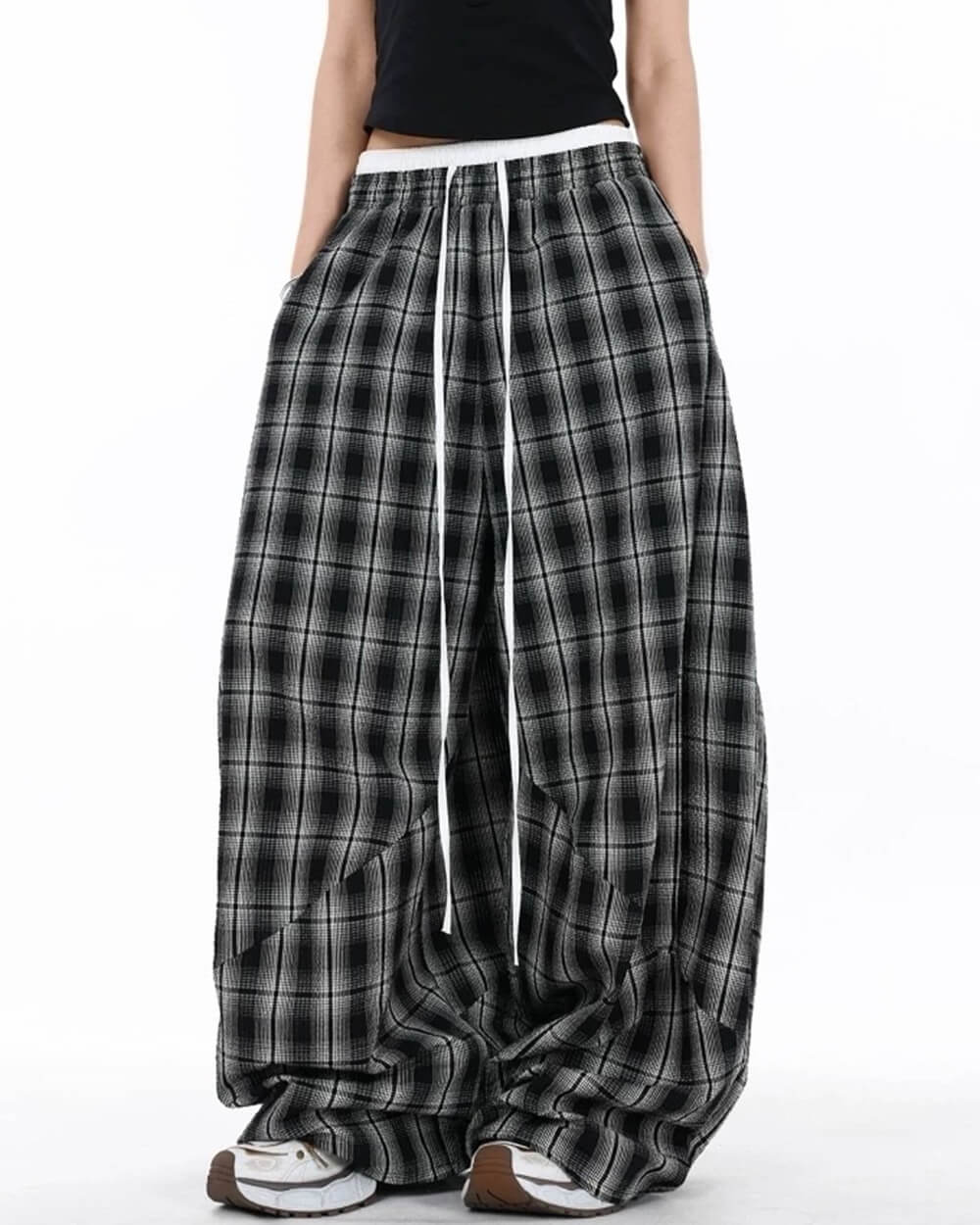 skater girl plaid wide leg pants boogzel clothing