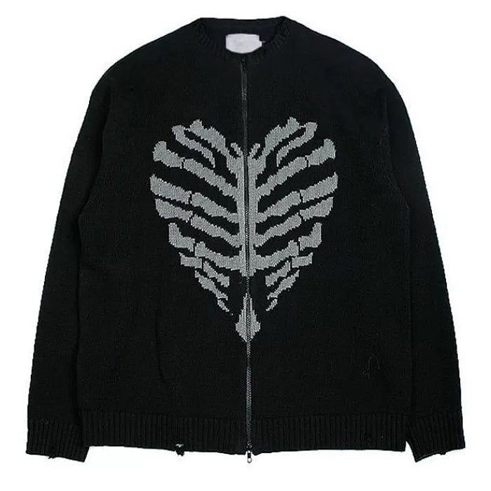 skeleton print zip up sweater boogzel clothing