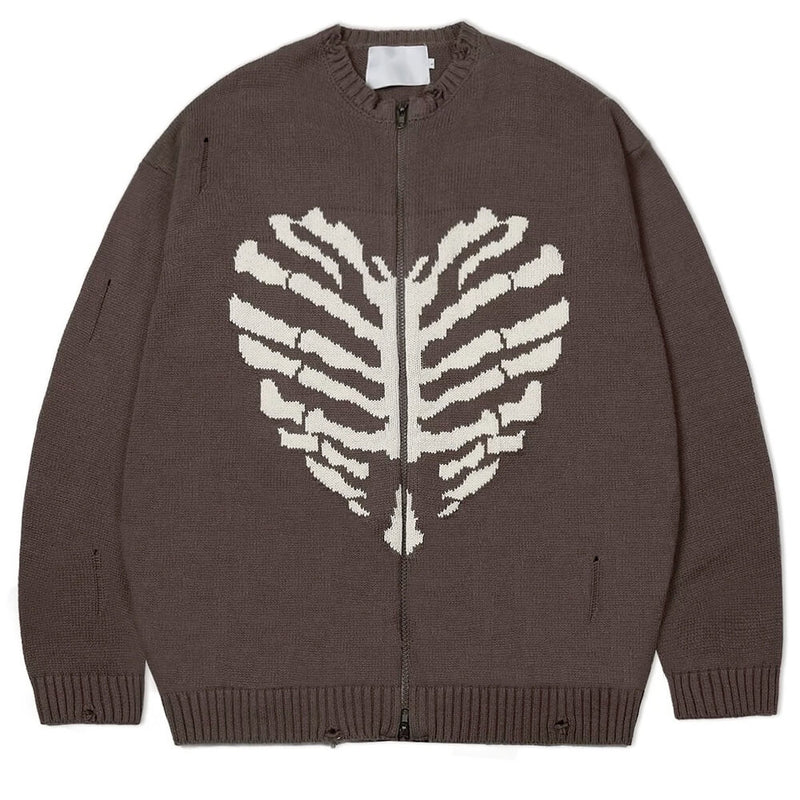 skeleton print zip up sweater boogzel clothing