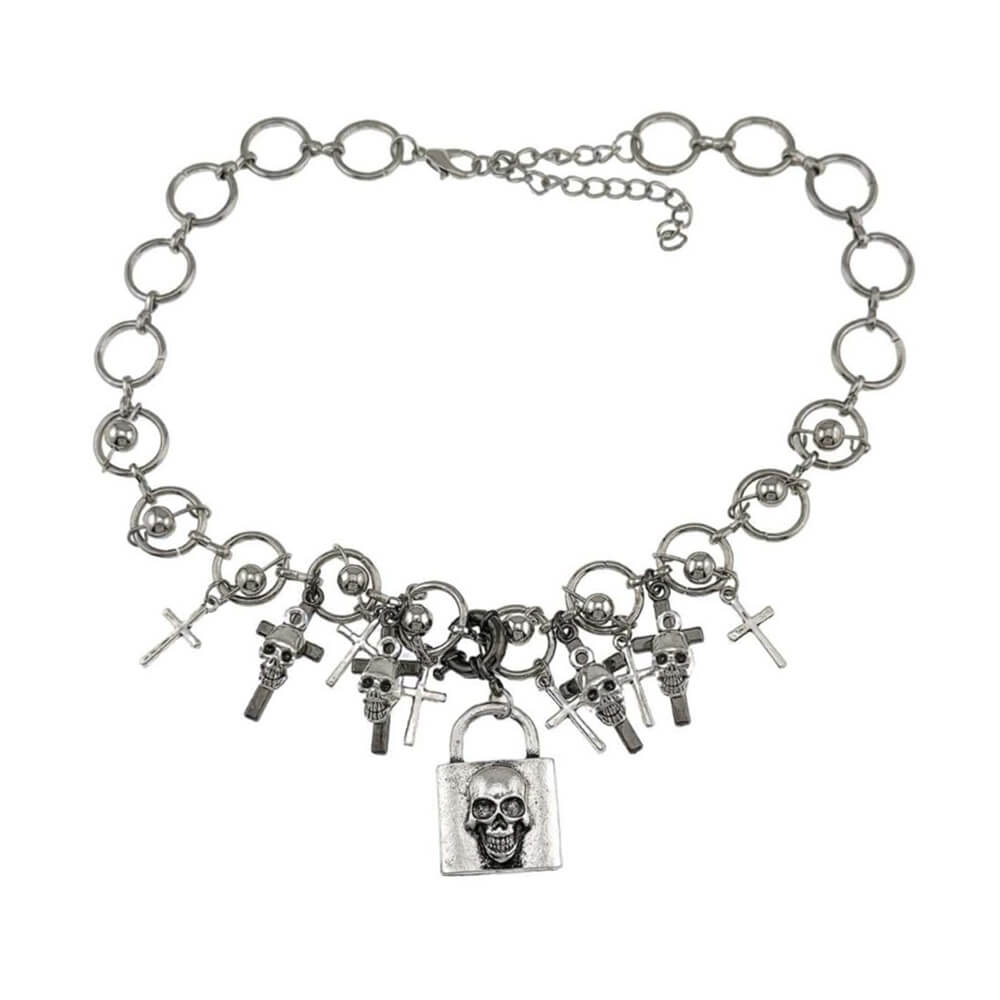 skull lock necklace boogzel clothing