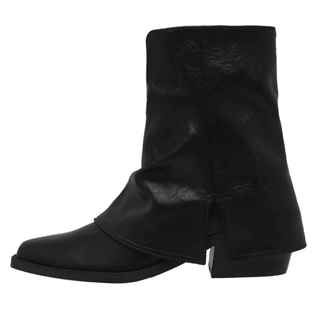 slouchy fit block heel boots boogzel clothing