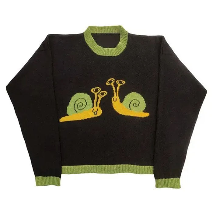 snail embroidery aesthetic sweater boogzel clothing