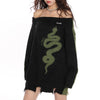 Snake Print Oversized Knit Sweater