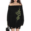 Snake Print Oversized Knit Sweater