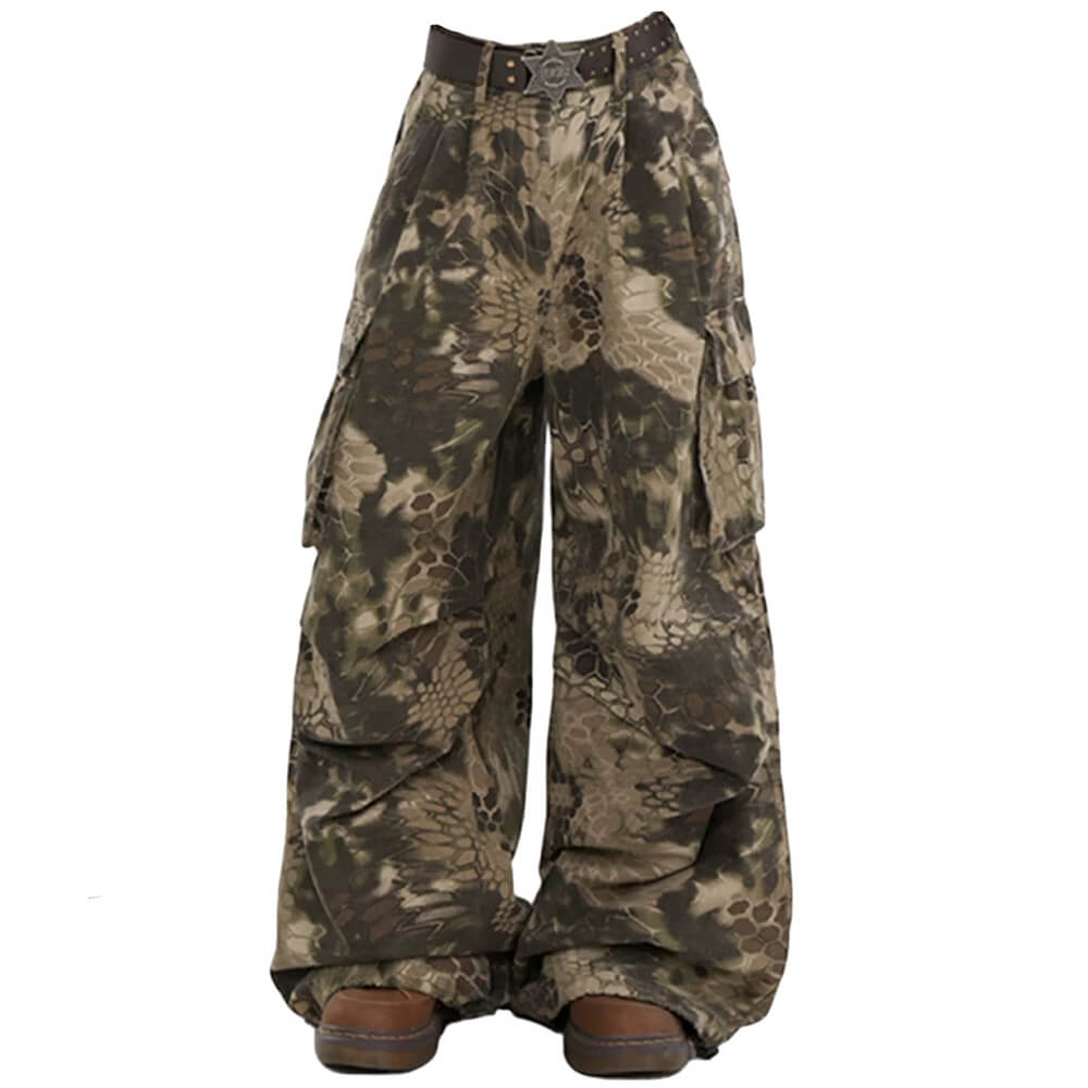 snake print wide leg cargo pants boogzel clothing