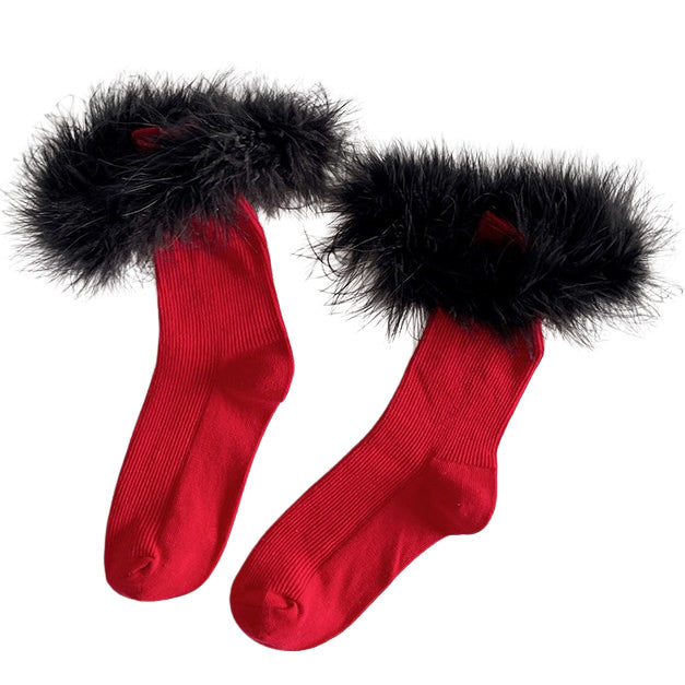 Fluffy Socks - socks with fur - boogzel clothing