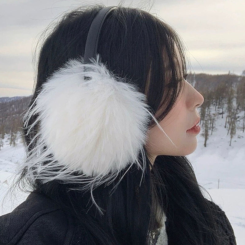 white faux fur earmuffs boogzel clothing