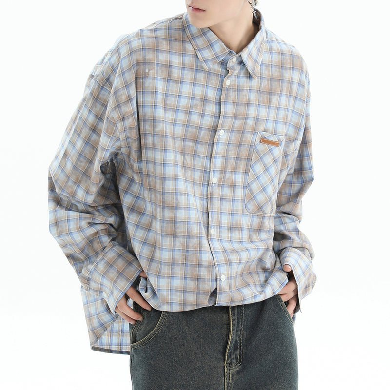 blue plaid button up shirt boogzel clothing