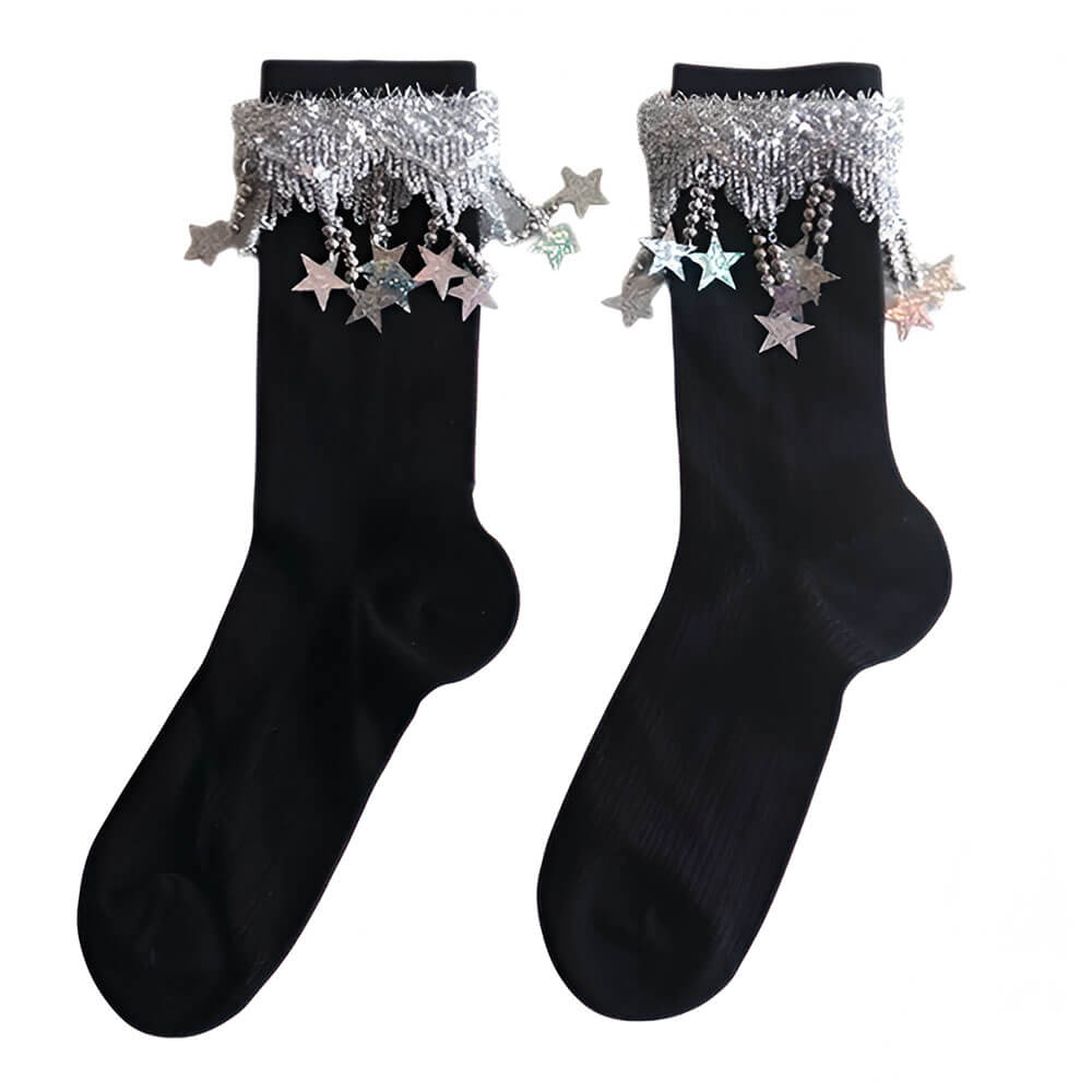 sparkle star charm socks boogzel clothing