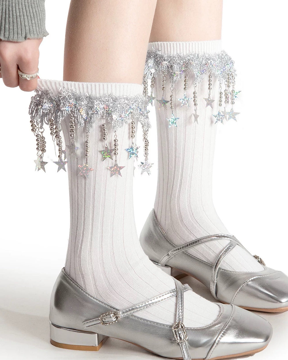 sparkle star charm socks boogzel clothing