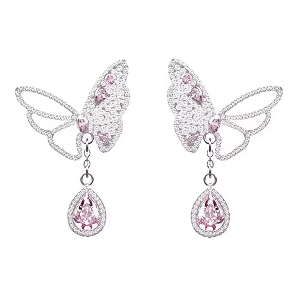 sparkling butterfly drop earrings boogzel clothing