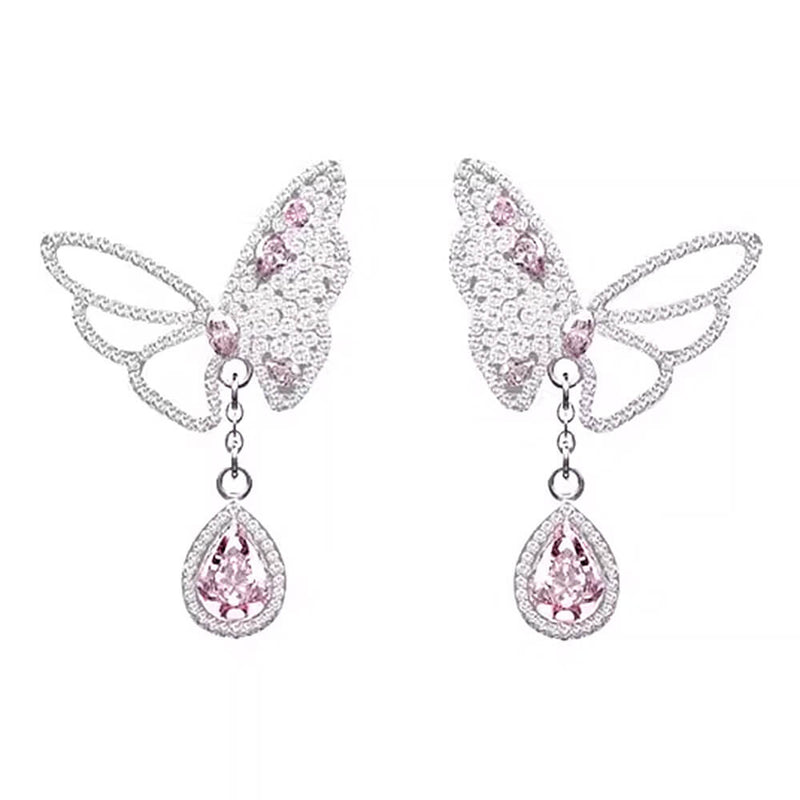 sparkling butterfly drop earrings boogzel clothing