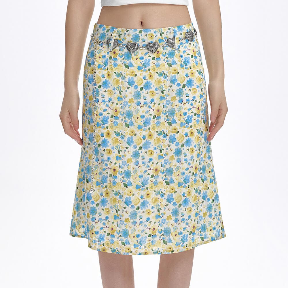 spring garden floral print skirt boogzel clothing