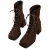 brown square toe lace up boots boogzel clothing
