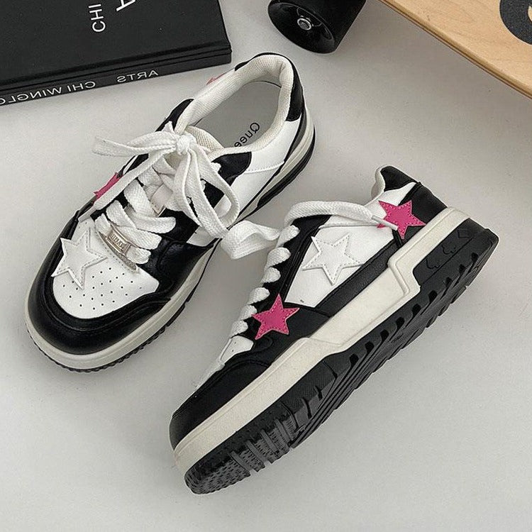 Bubblegum Pink Star Sneakers in Black