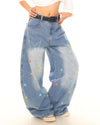 star embroidery baggy jeans boogzel clothing