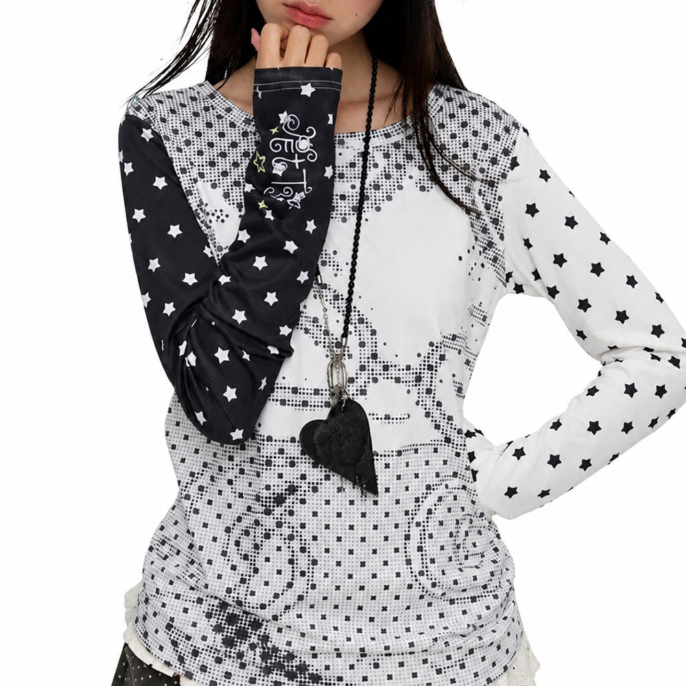 star girl mismatched sleeve top boogzel clothing 