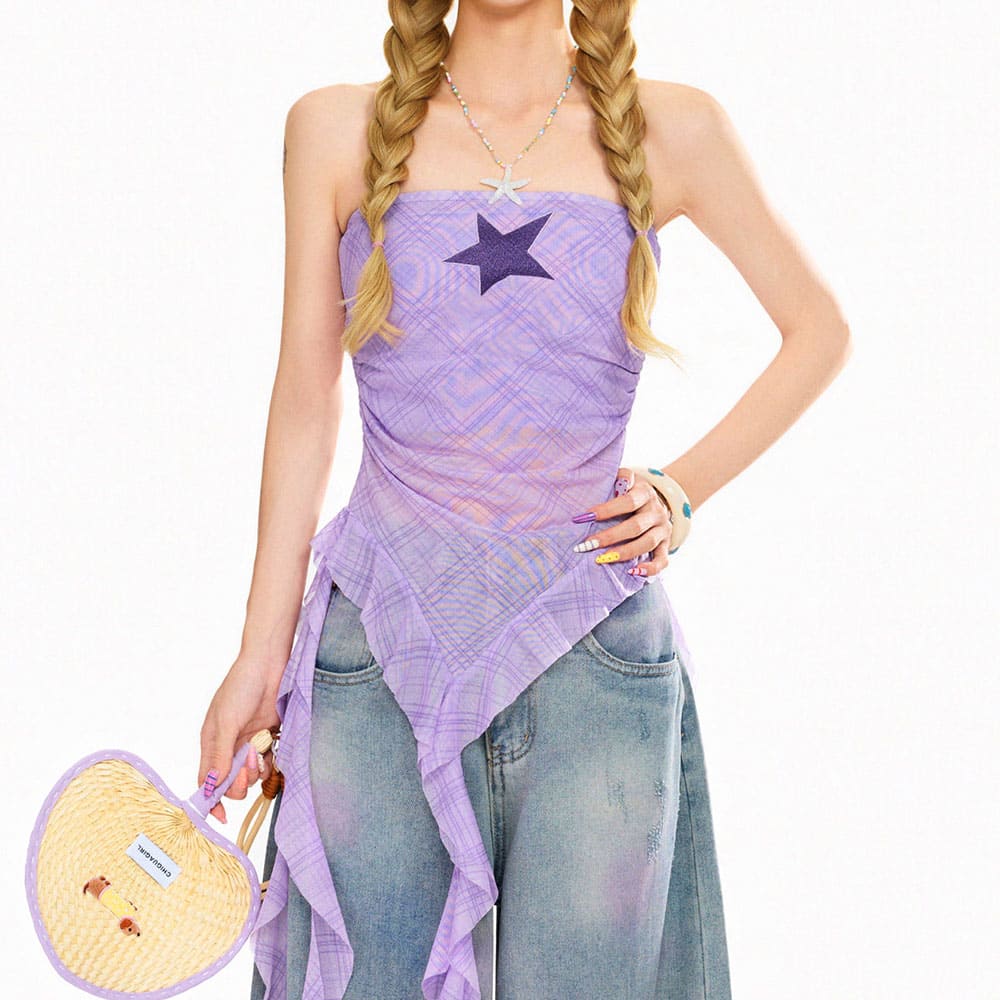 star plaid bandeau top boogzel clothing