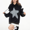 Y2K Hoodie with Graffiti Star Print - Aesthetic Clothing - Boogzel clothing