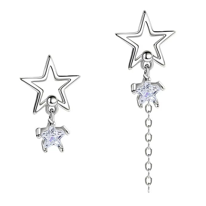 star asymmetric earrings boogzel clothing