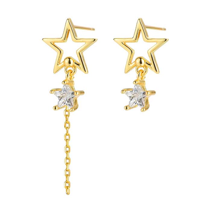 star asymmetric earrings boogzel clothing