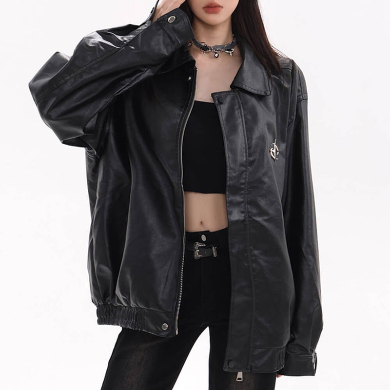 star bomber leather jacket boogzel clothing