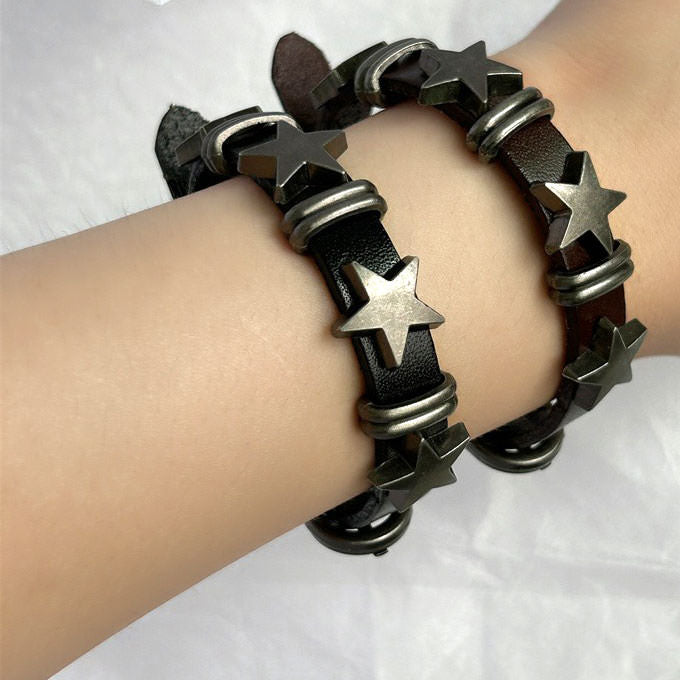 Grunge Aesthetic Star Leather Bracelet
