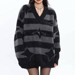 star fuzzy striped sweater boogzel clothing