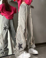 star patch baggy jeans boogzel clothing