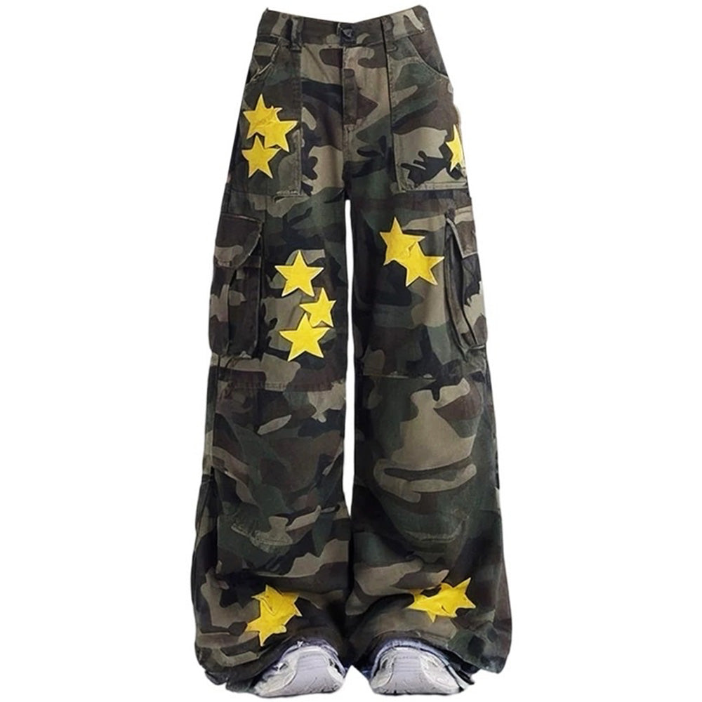 star patch camo cargo pants boogzel clothing