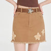 star patch denim mini skirt boogzel clothing