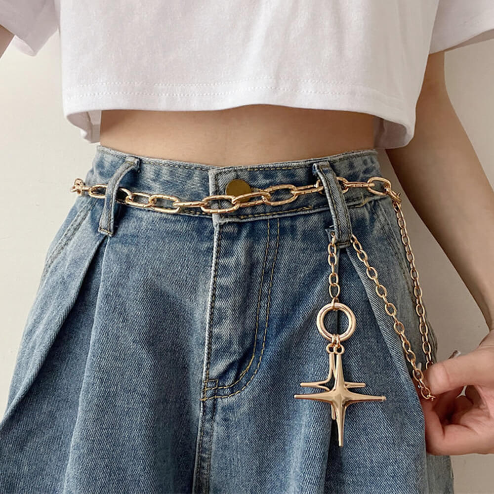 star pendant chain belt boogzel clothing