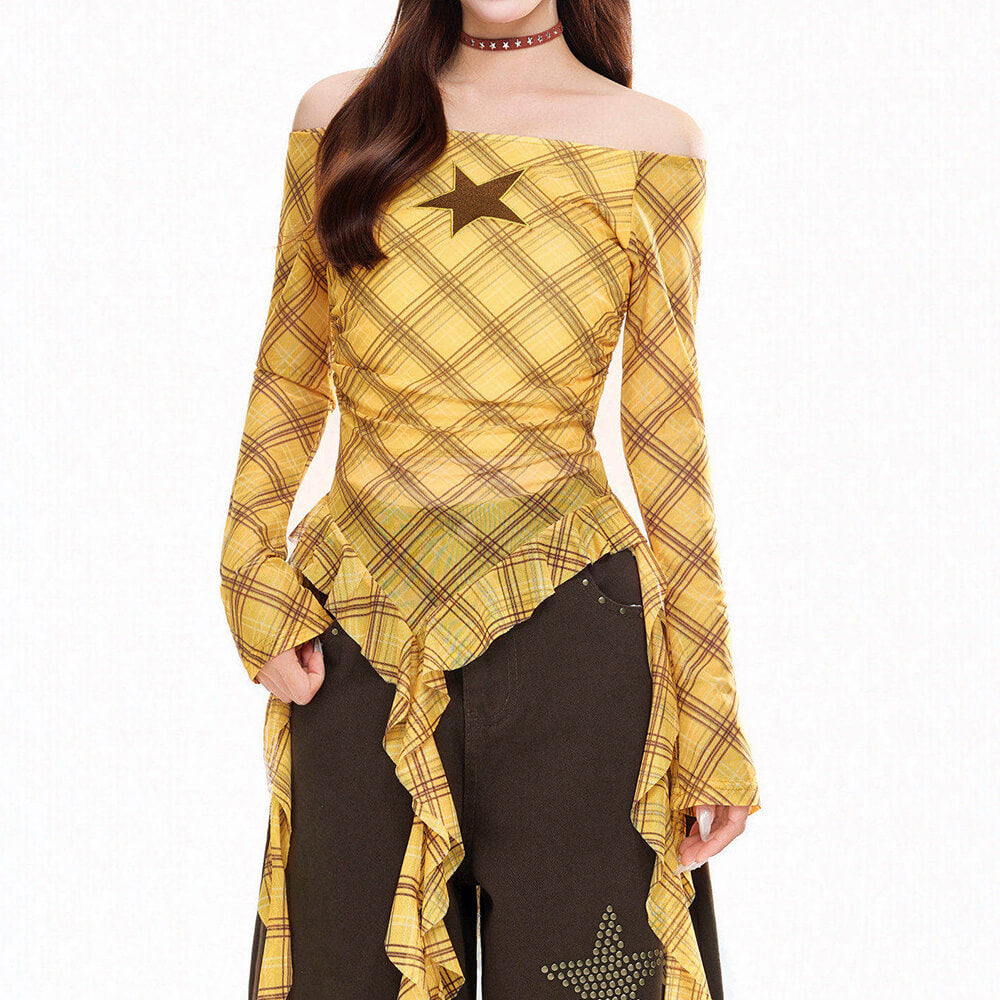 star plaid long sleeve top boogzel clothing