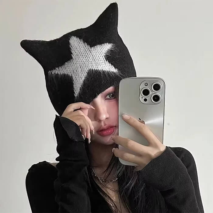 star print cat ear hat boogzel clothing