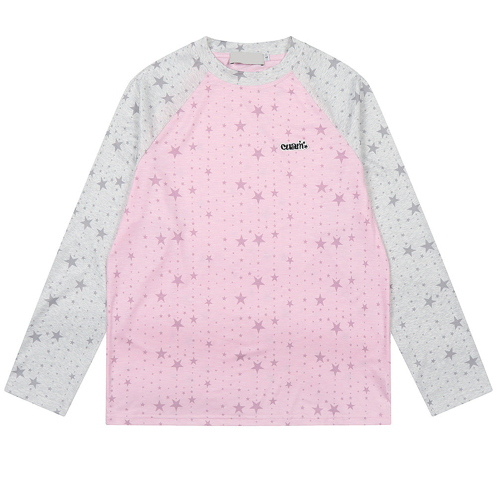 star print raglan long seeve top boogzel clothing