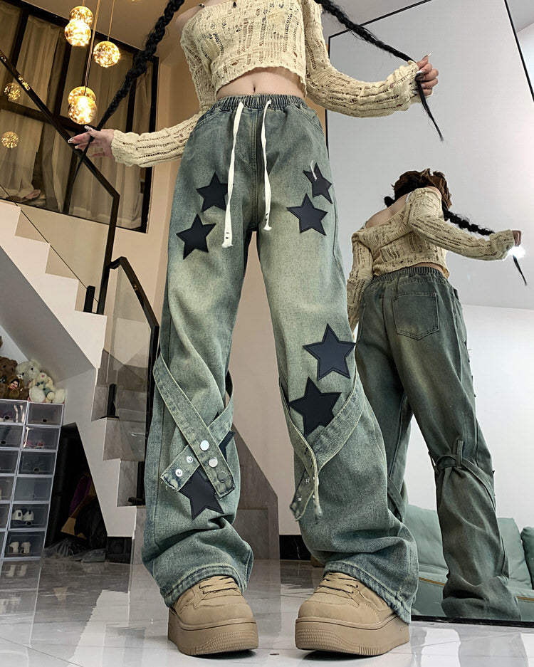Stargirl Aesthetic Star Patch Jeans