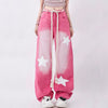 star print y2k pink jeans boogzel clothing