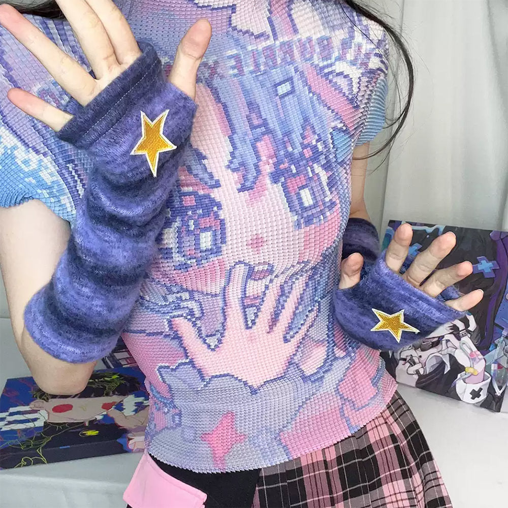 Arm Boo Star Girl Purple Arm Warmers | Aesthetic Accessories – Boogzel Clothing