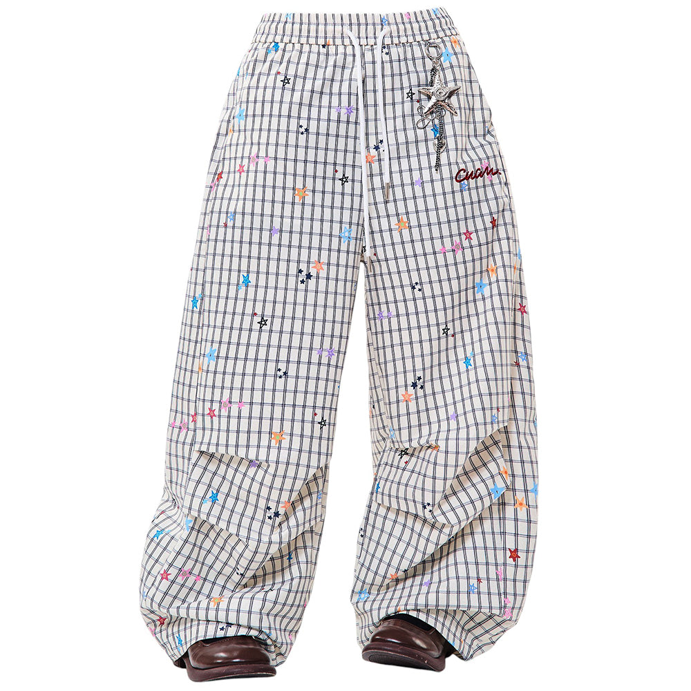 starry grid aesthetic wide leg pants boogzel clothing