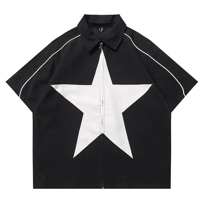 star zip up oversized shirt boogzel clothing