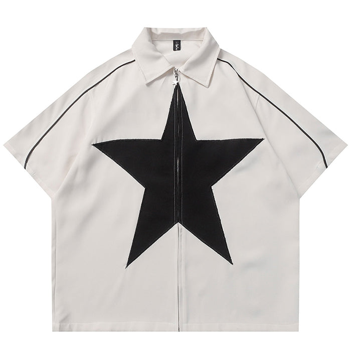 star zip up oversized shirt boogzel clothing 