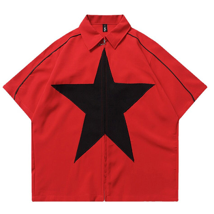 Star Zip Up Oversized Shirt | BOOGZEL CLOTHING – Boogzel Clothing