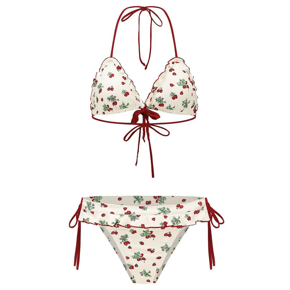strawberry print bikini set boogzel clothing