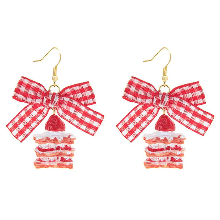 strawberry cake earrings boogzel clothing