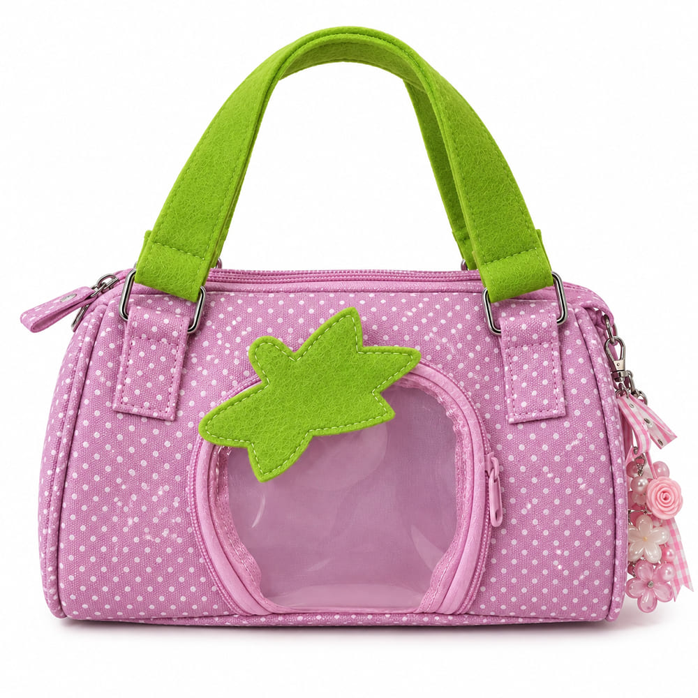 strawberry girl polka dot clear pocket bag boogzel clothing