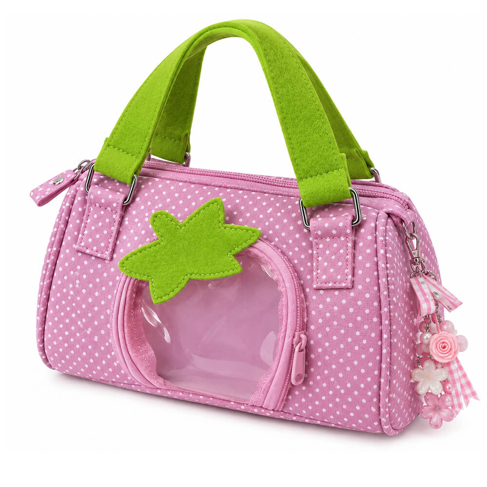 strawberry girl polka dot clear pocket bag boogzel clothing