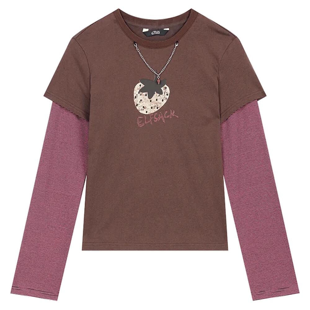 strawberry print layered tee boogzel clothing