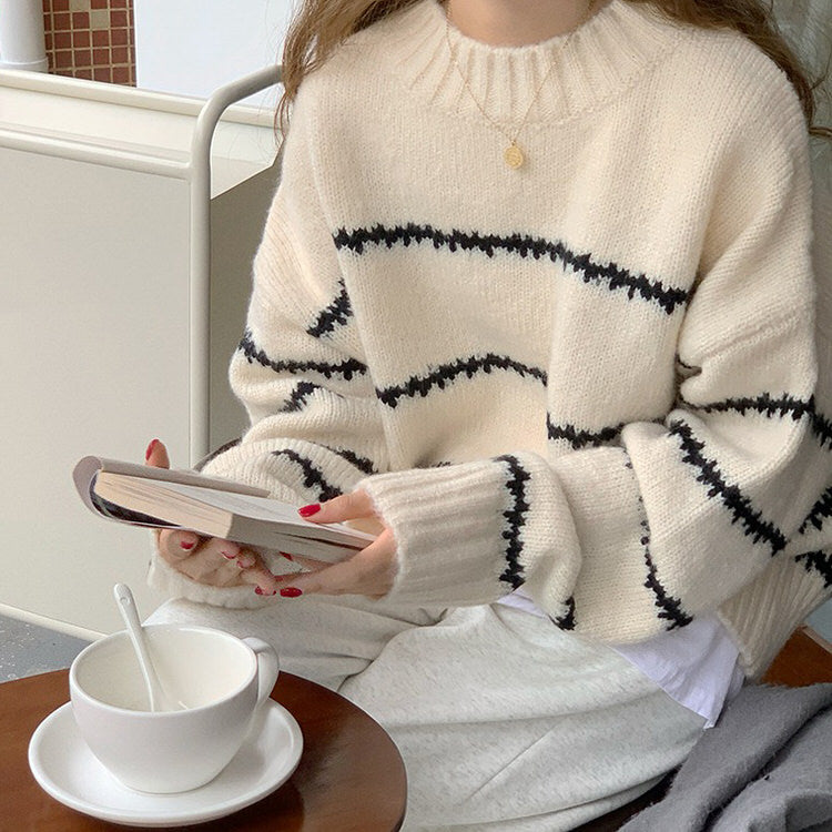 Sweater berjalur estetika minimalis - pakaian boogzel