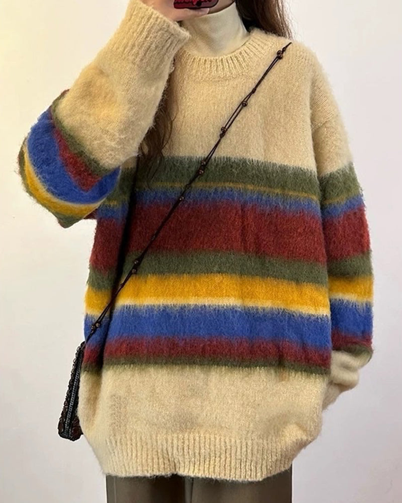 striped oversized knit sweater boogzel clothing